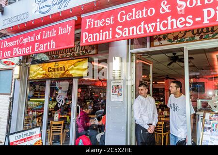 New York City,NYC NY Lower,Manhattan,Little Italy,Mulberry Street neighborhood,Caffe Palermo,Italian,restaurant restaurants food dining cafe cafes,gel Stock Photo