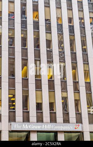 New York City,NYC NY Midtown,Manhattan,6th Sixth Avenue of the Americas,building,corporation,headquarters,McGraw Hill Companies,publishing,signs,entra Stock Photo