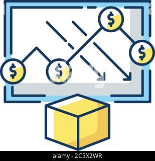 Cost analysis RGB color icon Stock Vector