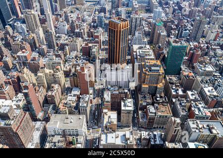 New York City,NYC NY Manhattan,Midtown,34th Street,Empire State building Observatory,high rise skyscraper skyscrapers building buildings skyline,view Stock Photo