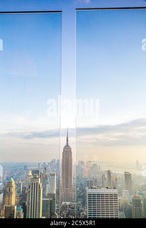 New York City,NYC NY Manhattan,Midtown,6th Sixth Avenue of the Americas,Rockefeller Center,Top of the Rock Observation Deckskyline,skyscrapers,south v Stock Photo