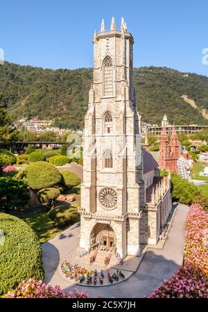 Melide, Ticino, Switzerland - September 25, 2014: Swissminiatur, is a Swiss miniature park, located in Melide, on the shores of Lake Lugano. Stock Photo