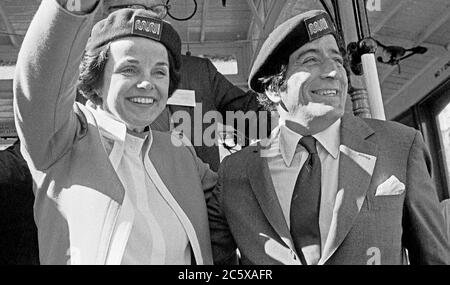 Tony Bennett and Mayor Dianne Feinstein at  San Francisco Cable Car benifit October 29, 1980 Stock Photo