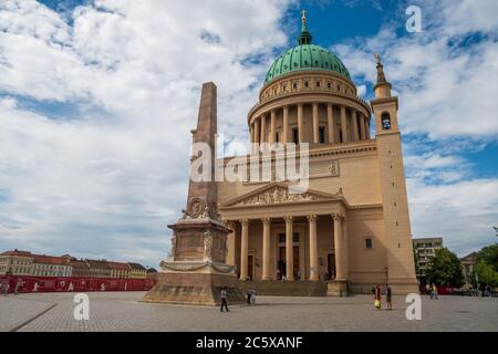 Potsdam / Germany, Jul 4 2020: St. Nikolaikirche) in Potsdam is a Lutheran church under the Evangelical Church in Berlin, Brandenburg and Silesian Upp Stock Photo