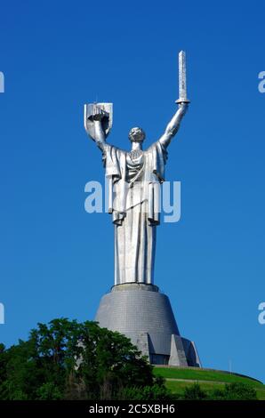 KYIV, UKRAINE JUNE, 2013: Mother Motherland monument in Kyiv shot from behind at the Museum of the Great Patriotic War in Kyiv, Ukraine on June 15, 20 Stock Photo