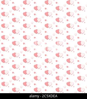 Seamless pattern of hearts with two large hearts together. Concept of love Stock Vector