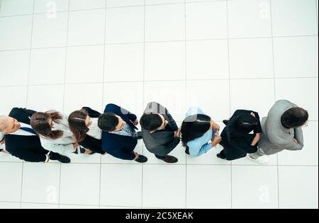 top view. diverse business of people standing in line for interviews. Stock Photo