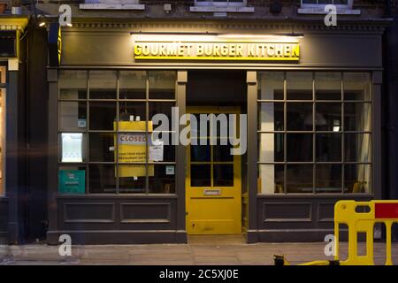 Gourmet Burger Kitchen closed during covid 19 pandemic London