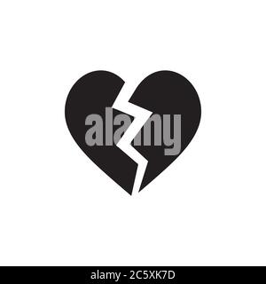 broken hearted love icon flat vector isolated on white background Stock Vector