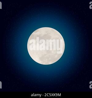 lunar eclipse in the night sky. realistic lunar eclipse vector illustration. Stock Vector