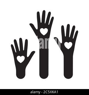 hands with heart no to racism icon isolated on white background Stock Vector