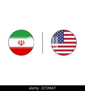 iran and usa flag circle vector design template Stock Vector