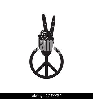 hand gesture of peace with peace sign symbol icon flat vector Stock Vector