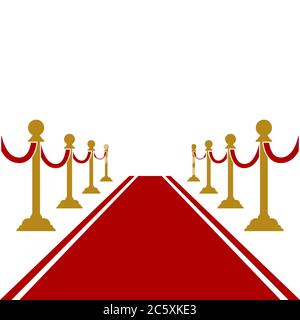 red carpet with gold barriers vector design template Stock Vector