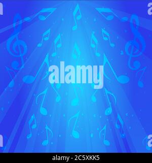 music note design vector on blue gradient background Stock Vector