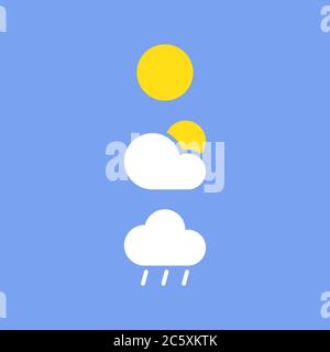 weather icon flat vector on blue background Stock Vector