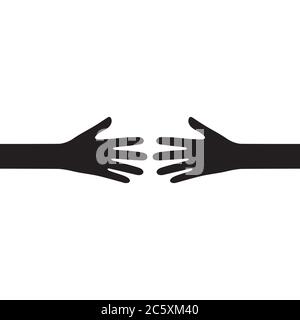 two hands reaching for each other icon flat vector design illustration Stock Vector