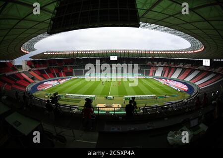 Berlin, Germany, 4 th July 2020,  Stadium inside  at the DFB Pokal Final match  FC BAYERN MUENCHEN - BAYER 04 LEVERKUSEN 4-2  in season 2019/2020 , FCB Foto: © Peter Schatz / Alamy Live News / Matthias Koch/Pool   - DFB REGULATIONS PROHIBIT ANY USE OF PHOTOGRAPHS as IMAGE SEQUENCES and/or QUASI-VIDEO -  National and international News-Agencies OUT Editorial Use ONLY Stock Photo