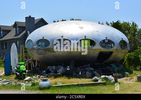 Futuro Flying Saucer Home Located At Hancock Harbor Marina In NJ Is One Of The Last