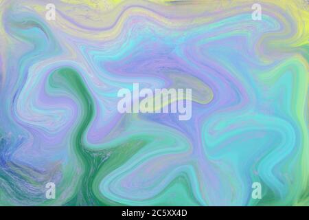 Blue green liquid color illustration. Vibrant multicolored digital texture. Smudged paint cover template. Jasper stone abstract backdrop. Bold color m Stock Photo