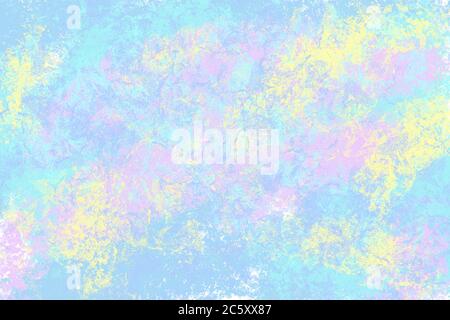 Abstract liquid color illustration. Vibrant multicolored digital texture. Pale blue yellow detailed backdrop. Splatter paint surface. Sprayed paint ba Stock Photo