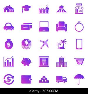 Loan gradient icons on white background, stock vector Stock Vector