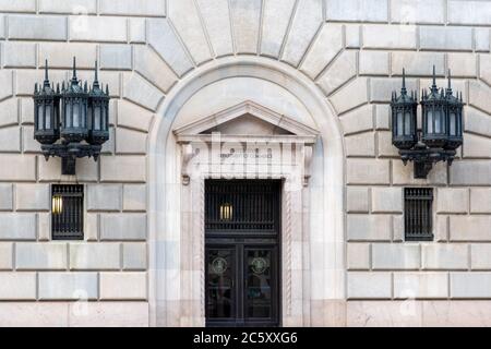 Washington, D.C. / USA - July 05 2020: Sign at the entrance of the United States Department of Commerce in Washington. Stock Photo