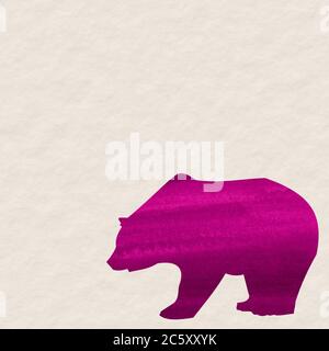 Watercolor bear on a textured background similar to a paper. Watercolor drawing suitable for holiday card or birthday invitation. Art design. Banner o Stock Photo