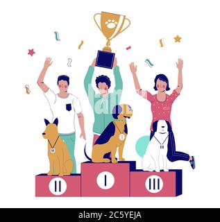 Dog contest vector flat style design illustration Stock Vector