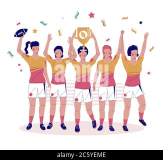 Women rugby championship, vector flat style design illustration Stock Vector