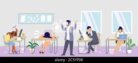 Professional burnout syndrome concept vector flat illustration Stock Vector