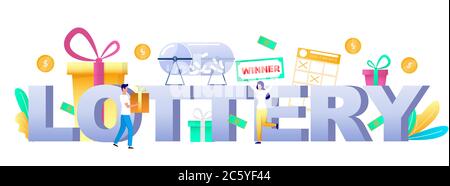 Lottery game typography banner template, vector illustration Stock Vector