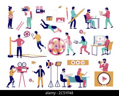 Motion graphic studio, vector flat style design illustration Stock ...
