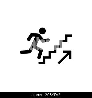 Man stairs icon. For web, business, finance and communication. Businessman run on graph, Business concept growth and the path to success and earning Stock Vector