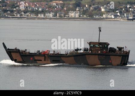 9739 (B2), a LCU Mk.10 deployed from HMS Bulwark (L15), passing Gourock at the start of Exercise Joint Warrior 12-1. Stock Photo