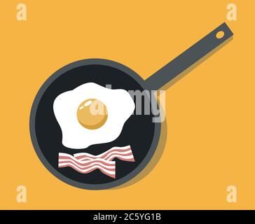 fried egg with bacon vector illustration Stock Vector