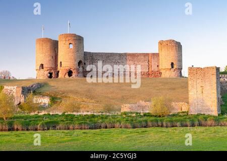 Rhuddlan castle on the banks of the River Clwyd, North Wales Stock Photo
