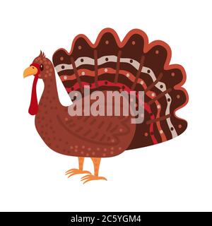 Cute turkey, bird, animal trend cartoon style vector Stock Vector