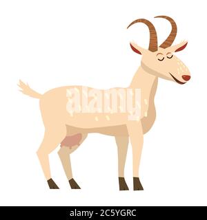 Cute goat, animal, trend cartoon style vector Stock Vector