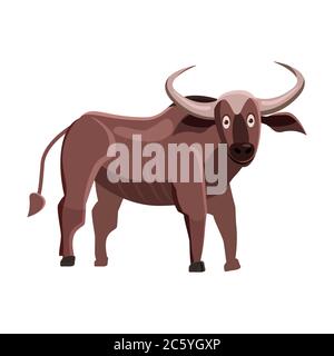Cute buffolo, bull, animal trend cartoon style vector Stock Vector