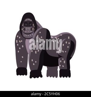 Cute gorilla, animal, trend cartoon style vector illustration Stock Vector