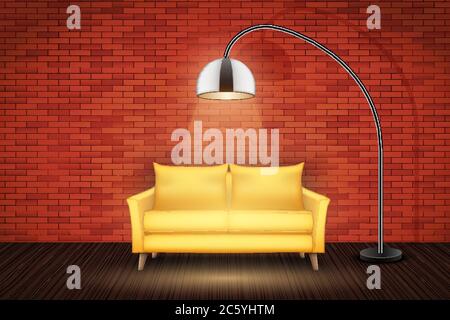 Interior of loft with sofa Stock Vector