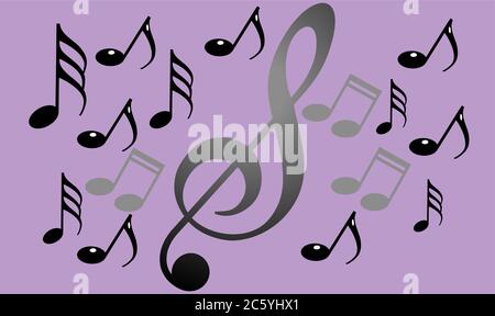 several music signs on abstract background Stock Vector
