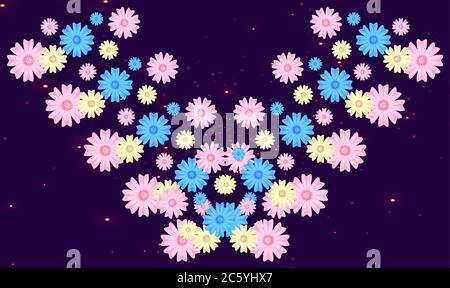 digital textile design of various flowers on abstract background Stock Vector