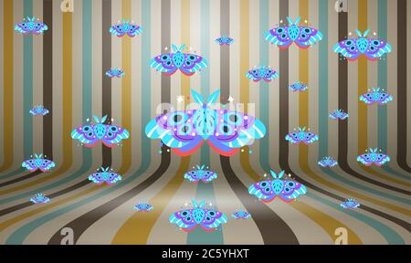 several beautiful butterflies on abstract backgrounds Stock Vector
