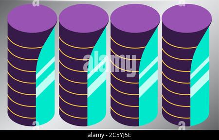 digital textile design of various coins on abstract background Stock Vector