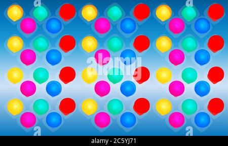 digital textile design of colored circles and square on abstract background Stock Vector