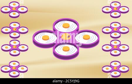 digital textile design of various spinner on abstract backgrounds Stock Vector