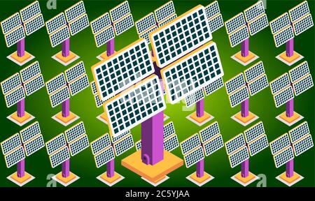 collection of various solar panels on abstract background Stock Vector