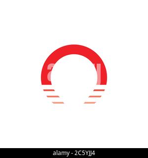 simple sun set stripes logo Stock Vector
